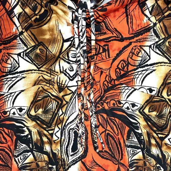 Caren Sport Dress Women's 3X Orange Black Brown Tan Halter Tie Neck Midi Print - Picture 8 of 16